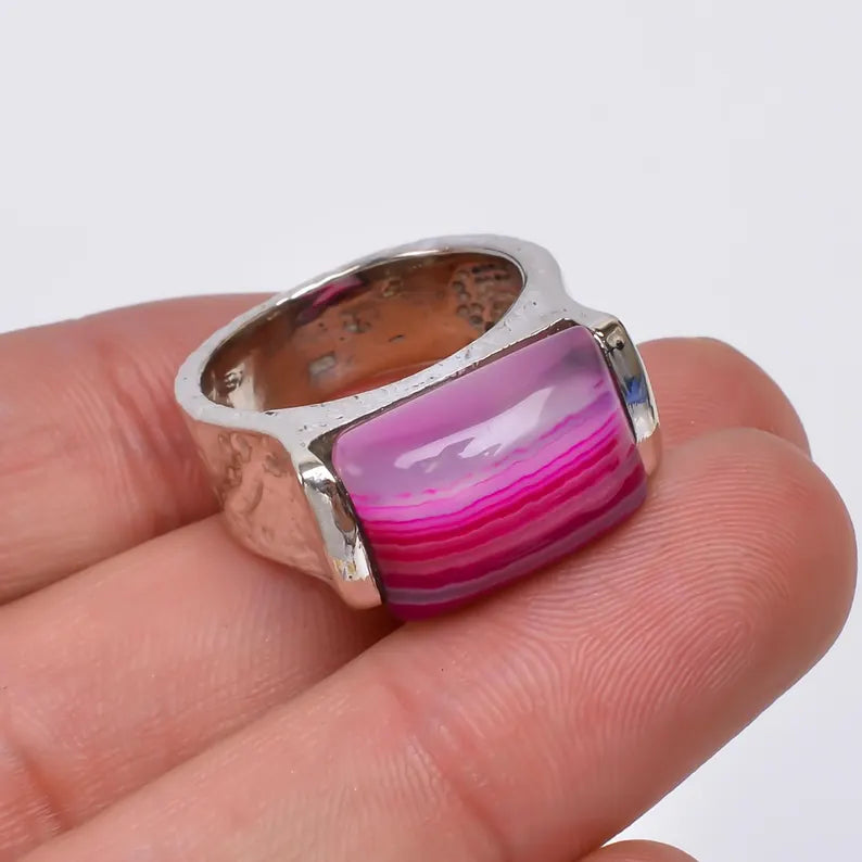 Natural Gemstone Onyx Handcrafted Minimalist Birthstone Ring