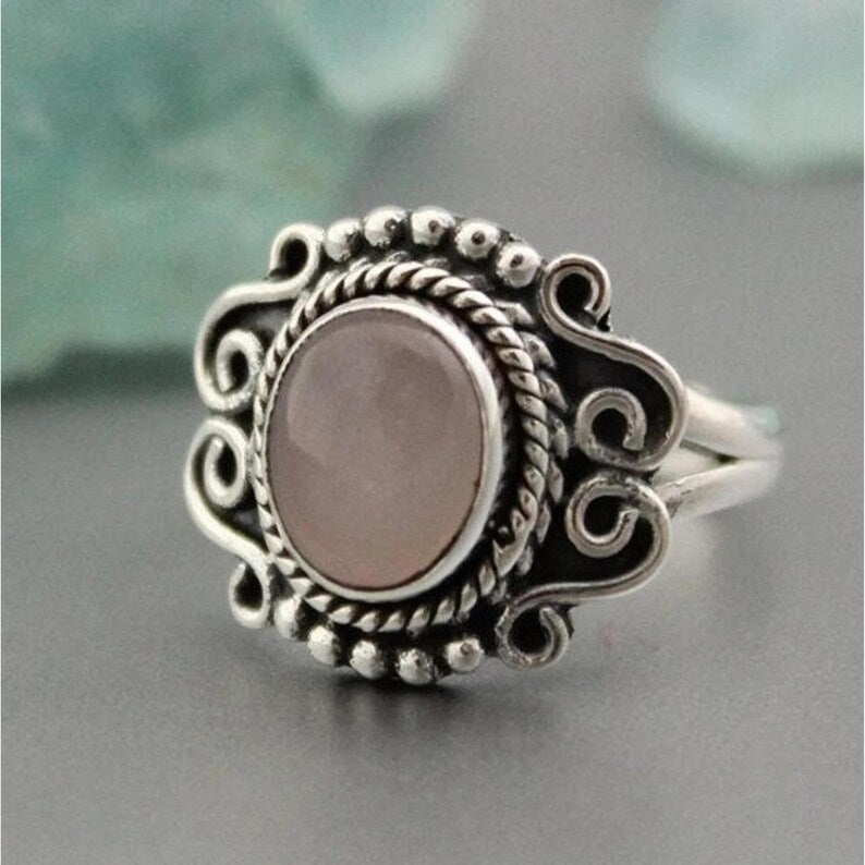 Rose Quartz Handcrafted Promise Gemstone Ring