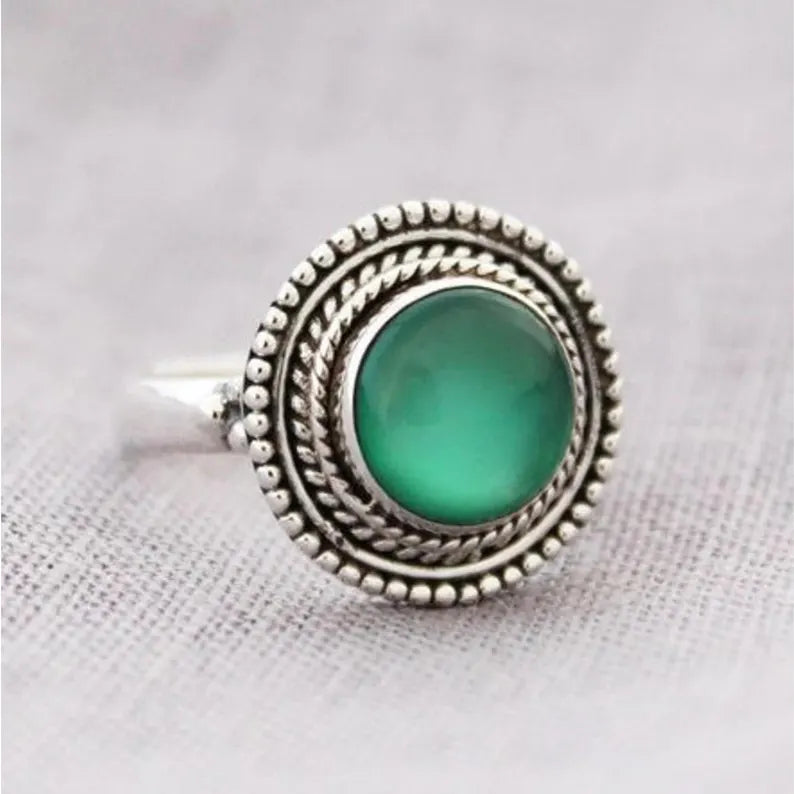 Green Onyx And Smokey Quartz Handcrafted Birthstone Ring