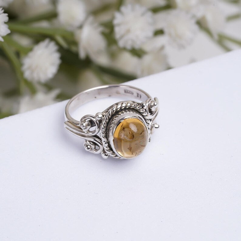 Citrine Handcrafted Statement Natural Gemstone Ring