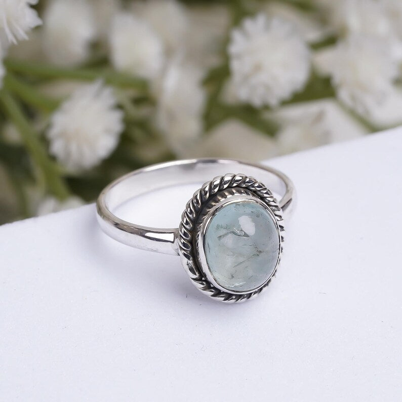 Aquamarine Handcrafted Statement Natural Gemstone Ring
