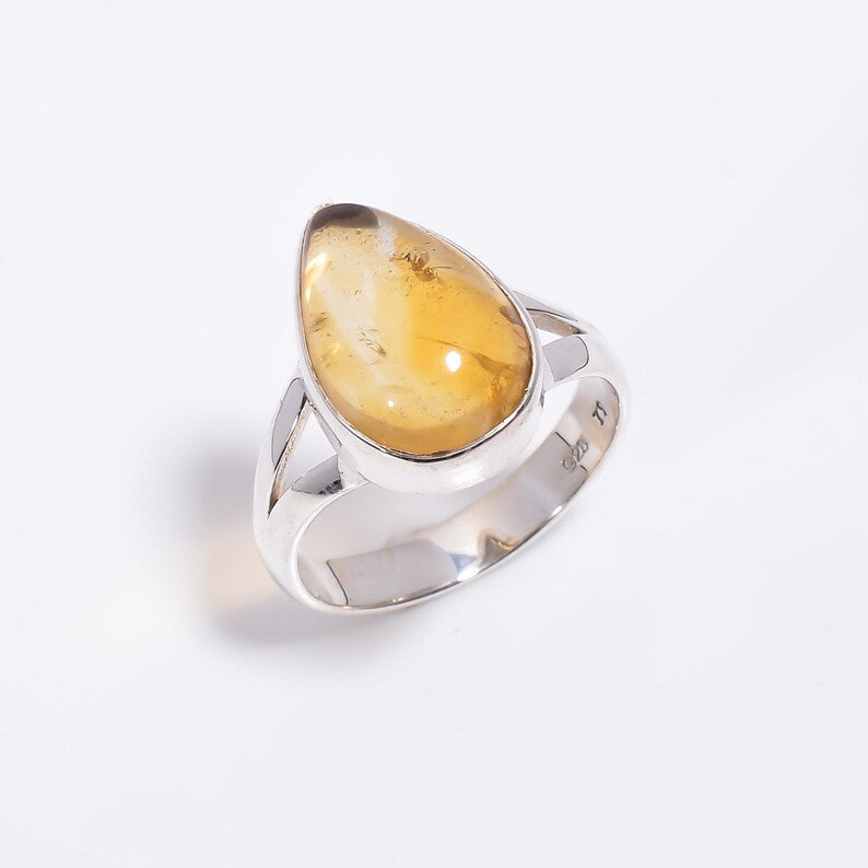 Natural Citrine Statement Gemstone Handcrafted Ring