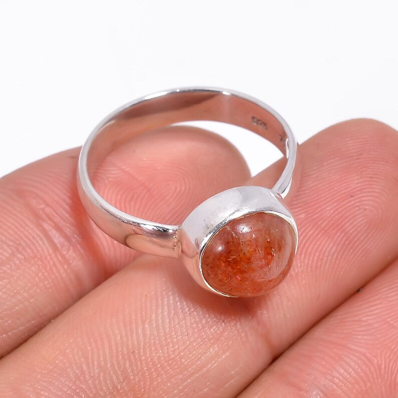 Natural Sunstone Statement Gemstone Handcrafted Ring
