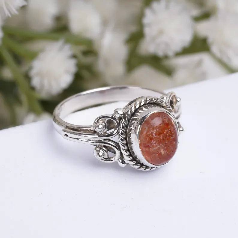 Sunstone Handcrafted Statement Natural Gemstone Ring