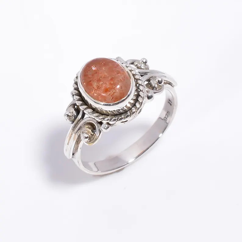 Sunstone Handcrafted Statement Natural Gemstone Ring