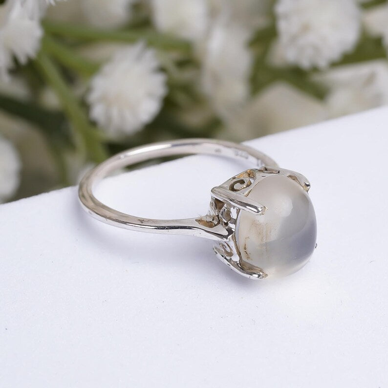 Natural Moonstone Gemstone Handcrafted Statement Ring