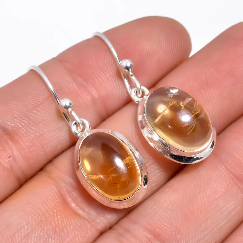 Natural Gemstone Citrine Handcrafted Drop Earrings