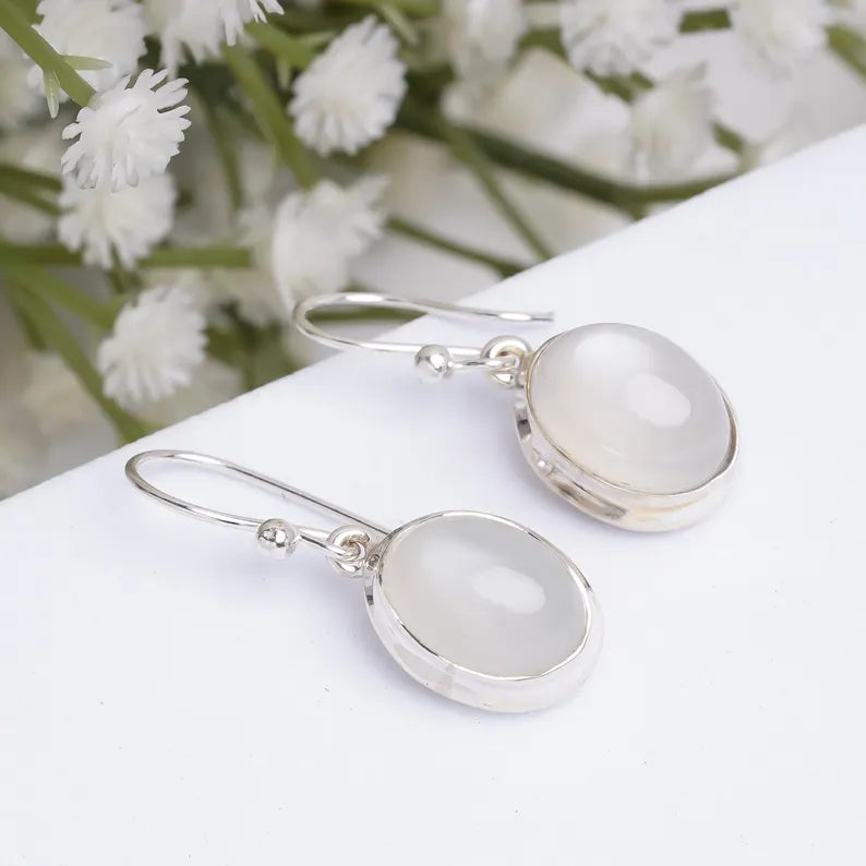 Moonstone Natural Gemstone Handcrafted Drop Earrings