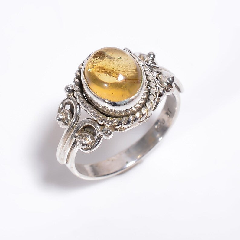 Citrine Handcrafted Statement Natural Gemstone Ring