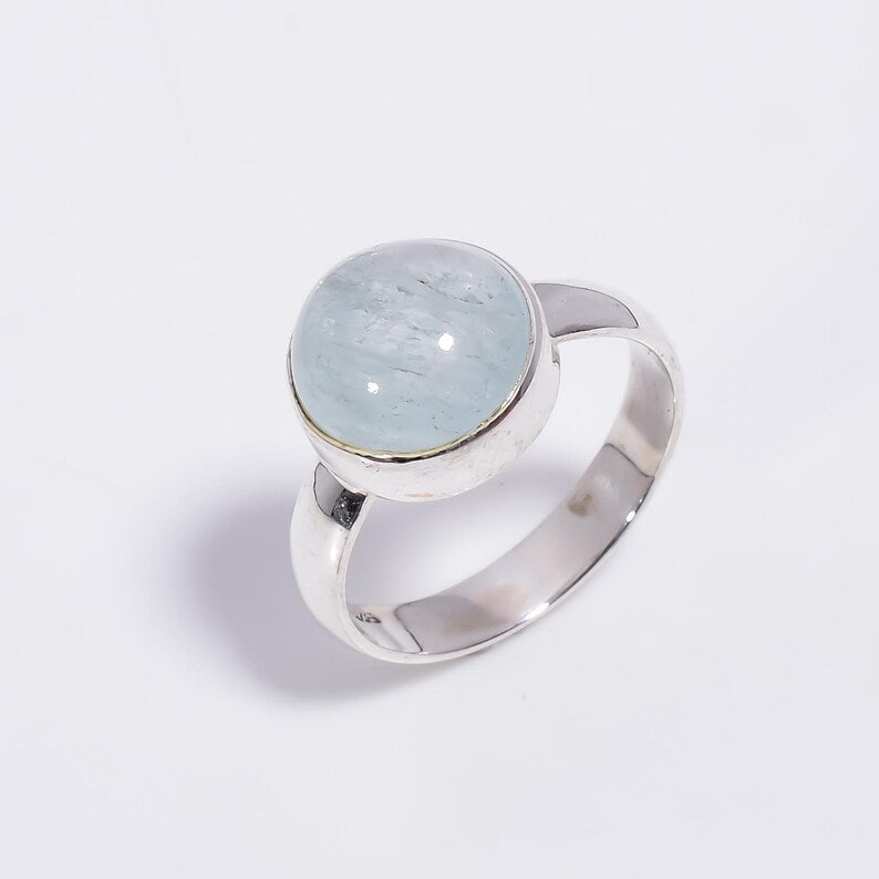 Aquamarine Natural Gemstone Handcrafted Statement Ring