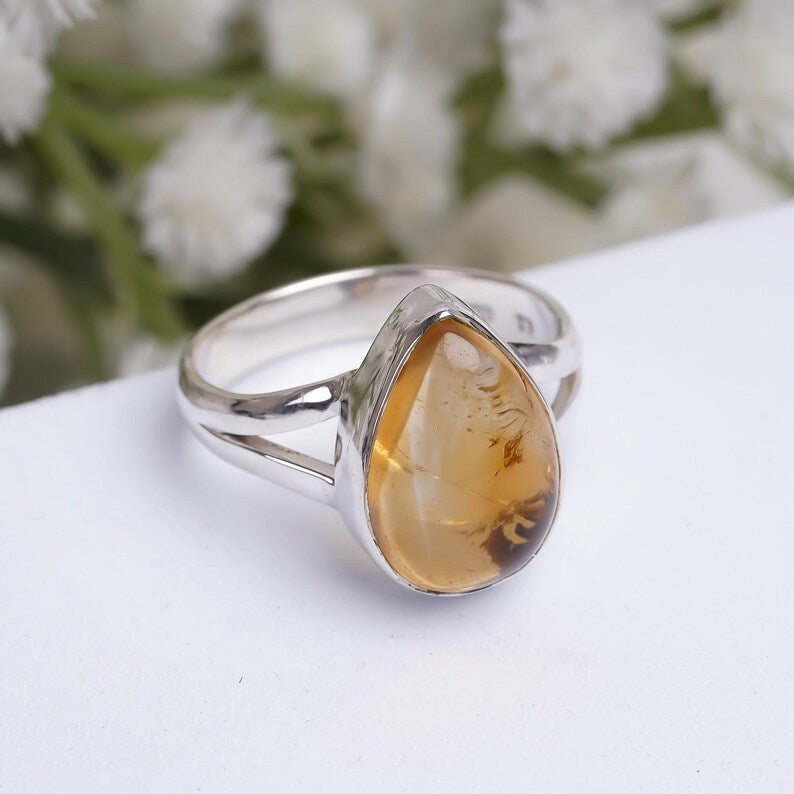 Natural Citrine Statement Gemstone Handcrafted Ring