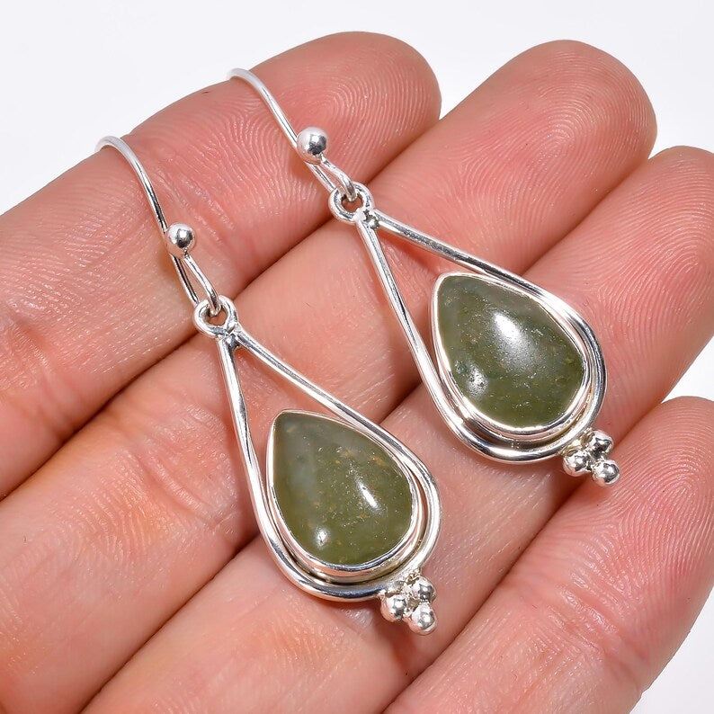 Jade Handcrafted Natural Gemstone Drop Earrings