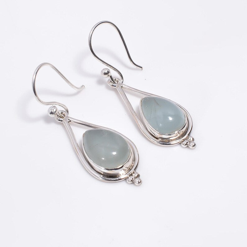 Chalcedony Handcrafted Natural Gemstone Drop Earrings