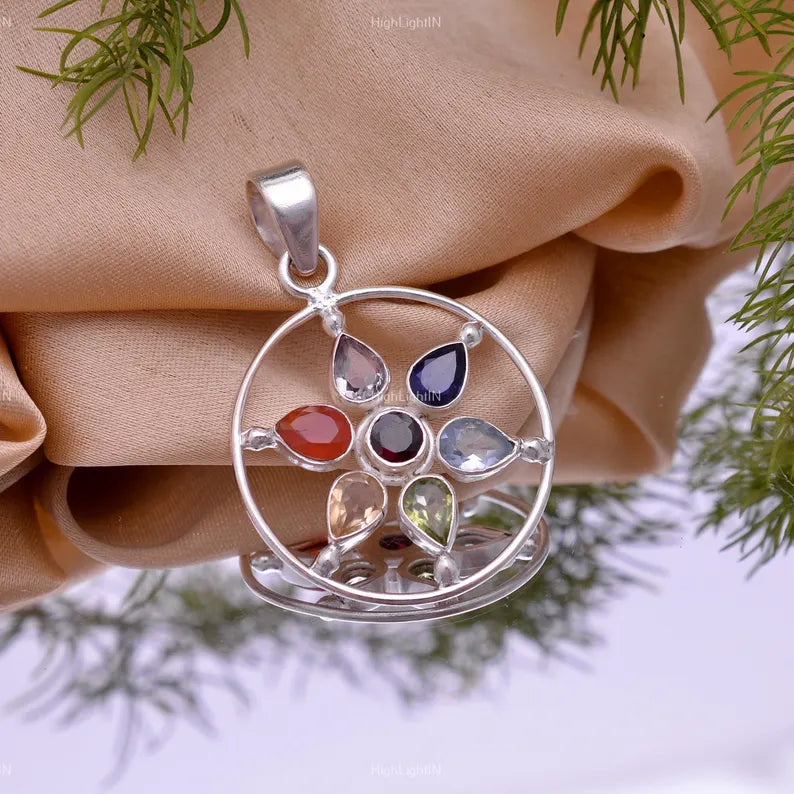 Seven Infinity Gemstone Multi Stone Pendant