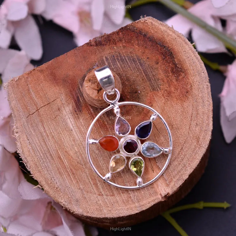 Seven Infinity Gemstone Multi Stone Pendant