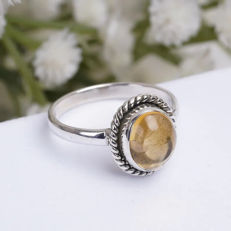 Natural Citrine Gemstone Statement Handcrafted Ring