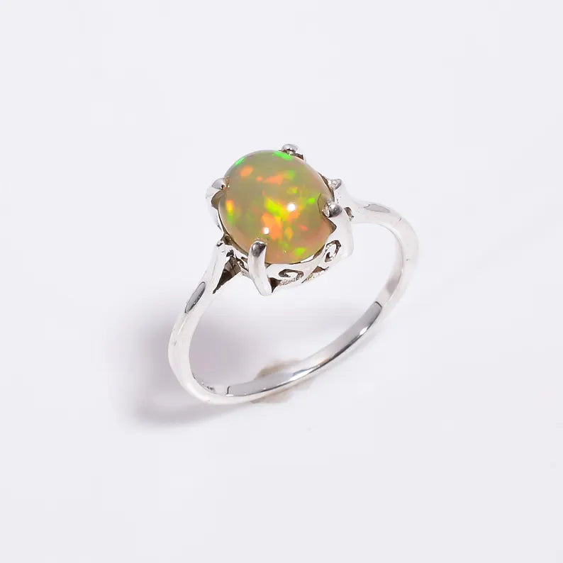 Opal Handcrafted Statement Natural Gemstone Ring
