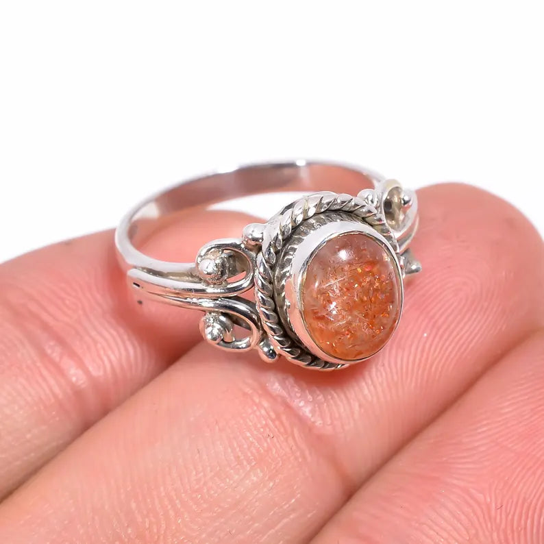 Sunstone Handcrafted Statement Natural Gemstone Ring