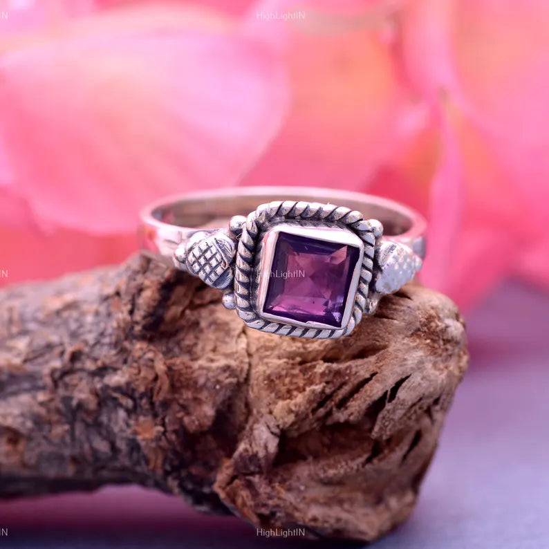 Amethyst Handcrafted Statement Natural Gemstone Ring