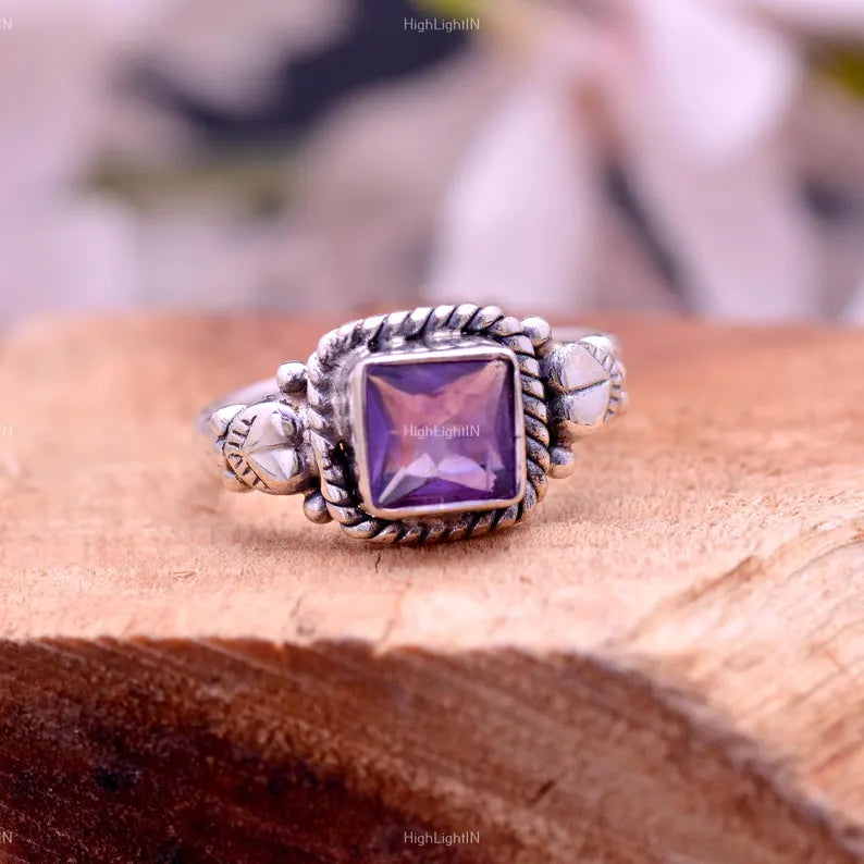 Natural Amethyst Handcrafted Statement Gemstone Ring