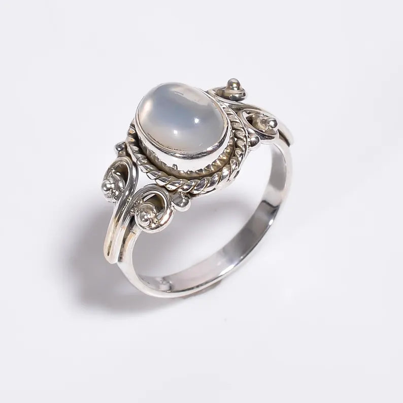 Natural Moonstone Gemstone Handcrafted Statement Ring