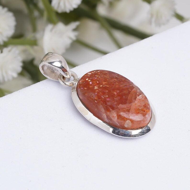 Sunstone Handcrafted Minimalist Natural Gemstone Pendant