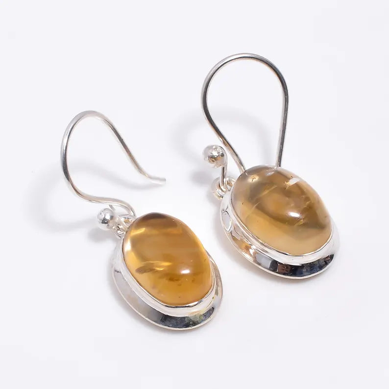 Natural Gemstone Citrine Handcrafted Drop Earrings