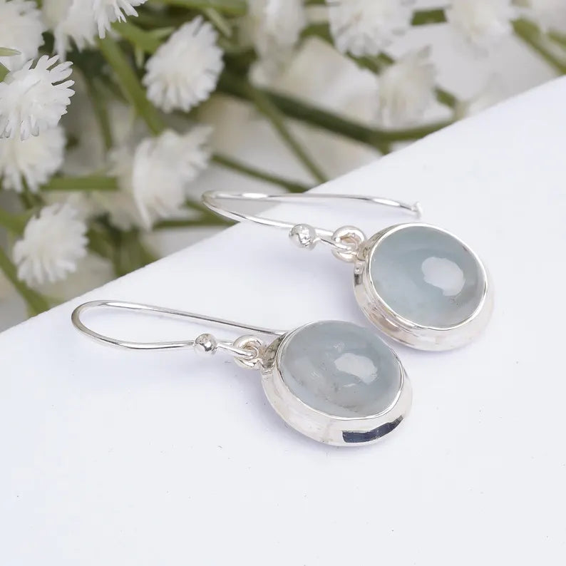Natural Moonstone Gemstone Handcrafted Drop Earrings