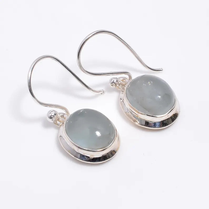 Natural Moonstone Gemstone Handcrafted Drop Earrings