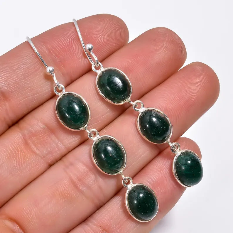 Green Jade Handcrafted Natural Gemstone Drop Earrings