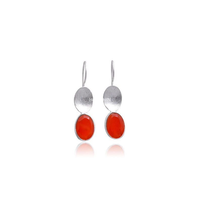 Carnelian Gemstone Handcrafted Drop and Dangle Earrings