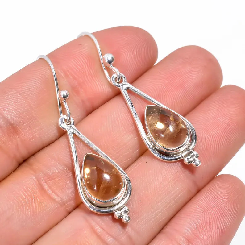 Citrine Handcrafted Natural Gemstone Drop Earrings