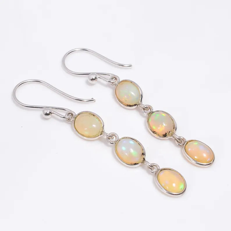 Opal Handcrafted Natural Gemstone Drop Earrings