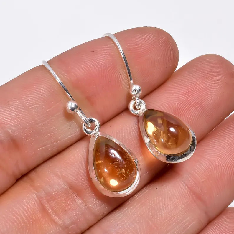 Citrine Handcrafted Natural Gemstone Drop Minimalist Earrings