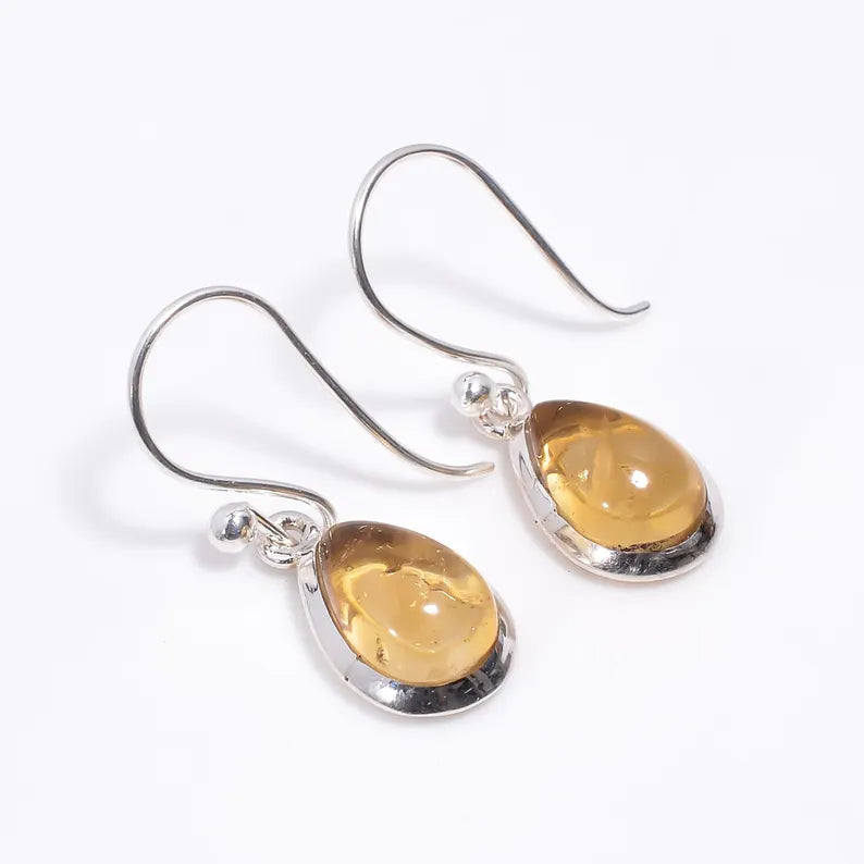 Citrine Handcrafted Natural Gemstone Drop Minimalist Earrings