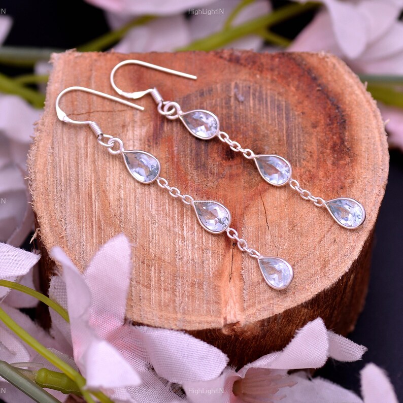 Aquamarine Dangling Handcrafted Gemstone Drop Earrings