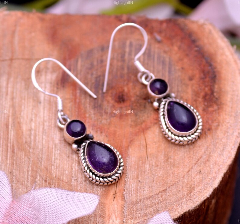 Amethyst Gemstone Dangling Handcrafted Drop Earrings