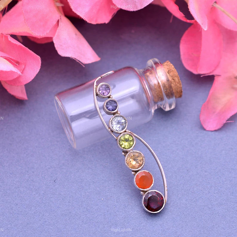 Seven Chakra Healing Infinity Gemstone Pendant