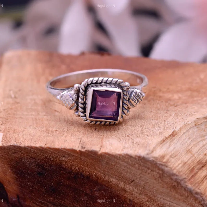 Amethyst Handcrafted Statement Natural Gemstone Ring