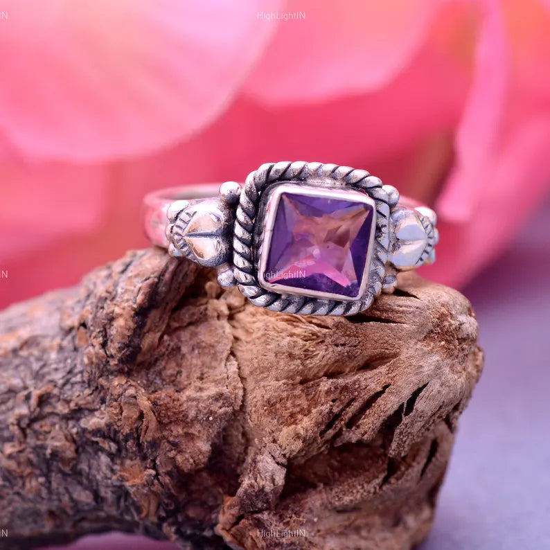 Natural Amethyst Handcrafted Statement Gemstone Ring