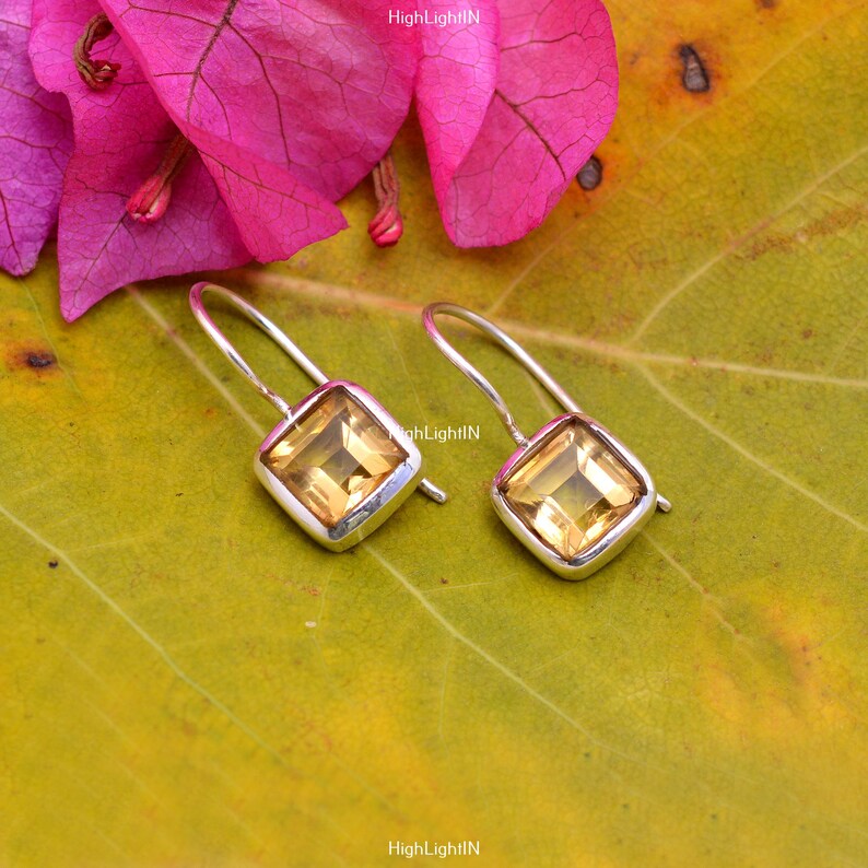 Citrine Dangling Handcrafted Gemstone Drop Earrings