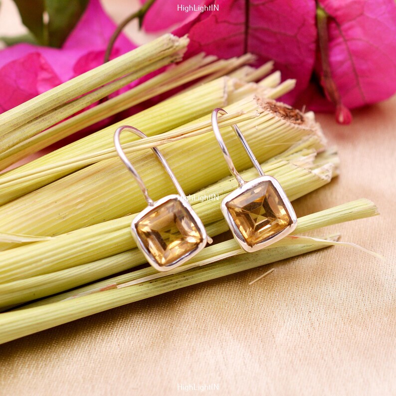 Citrine Dangling Handcrafted Gemstone Drop Earrings