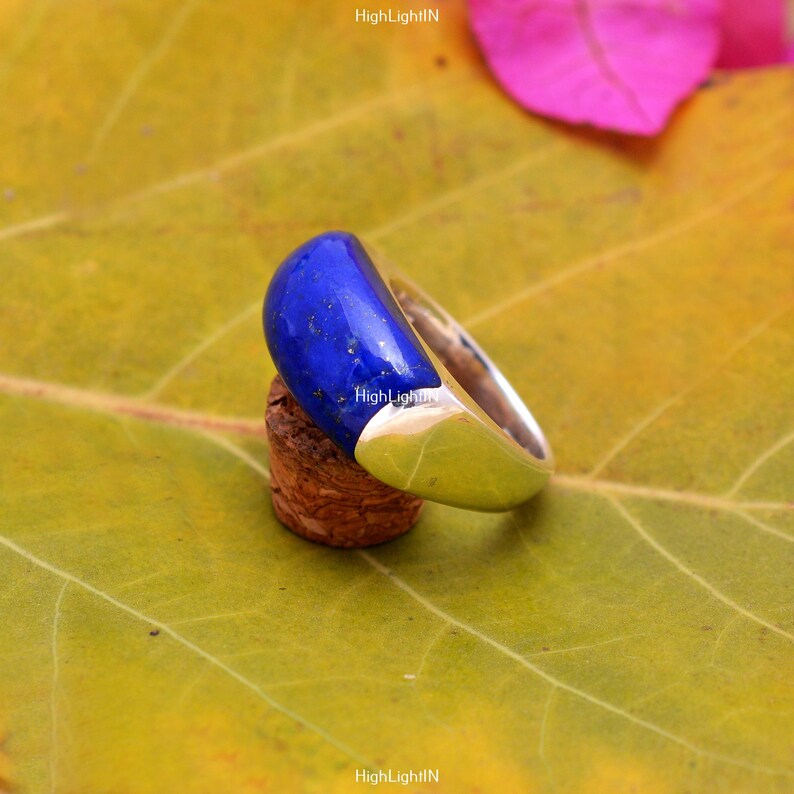 Lapis Lazuli Gemstone Engagement Statement Ring