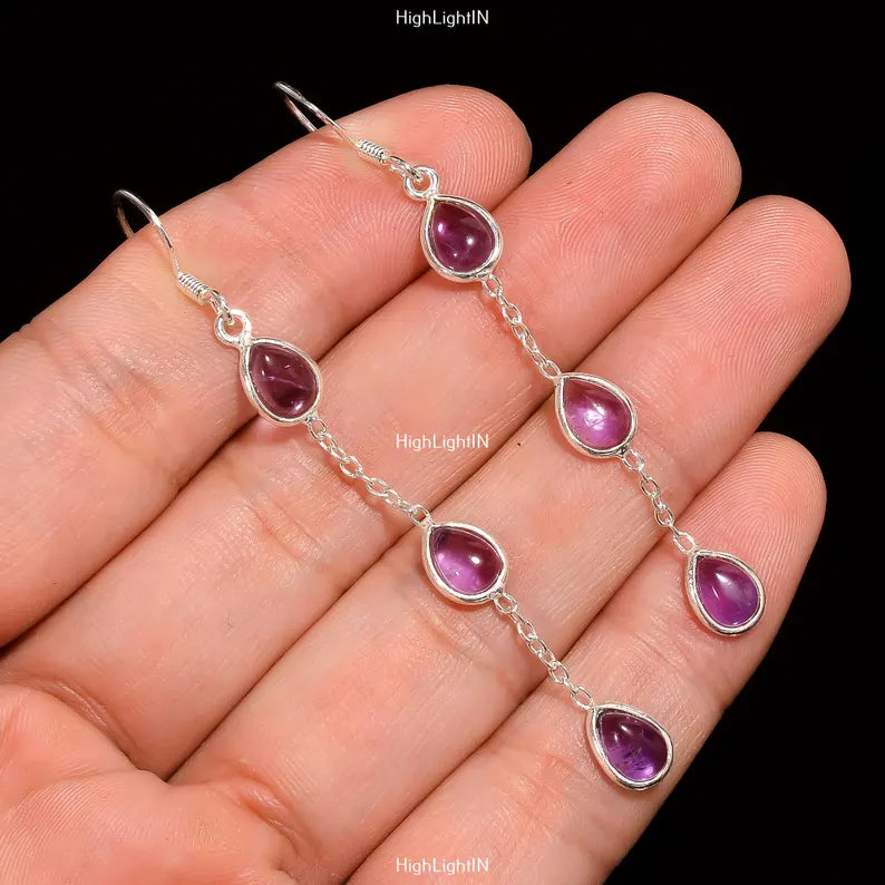 Amethyst Gemstone Handcrafted Dangle & Drop Earrings