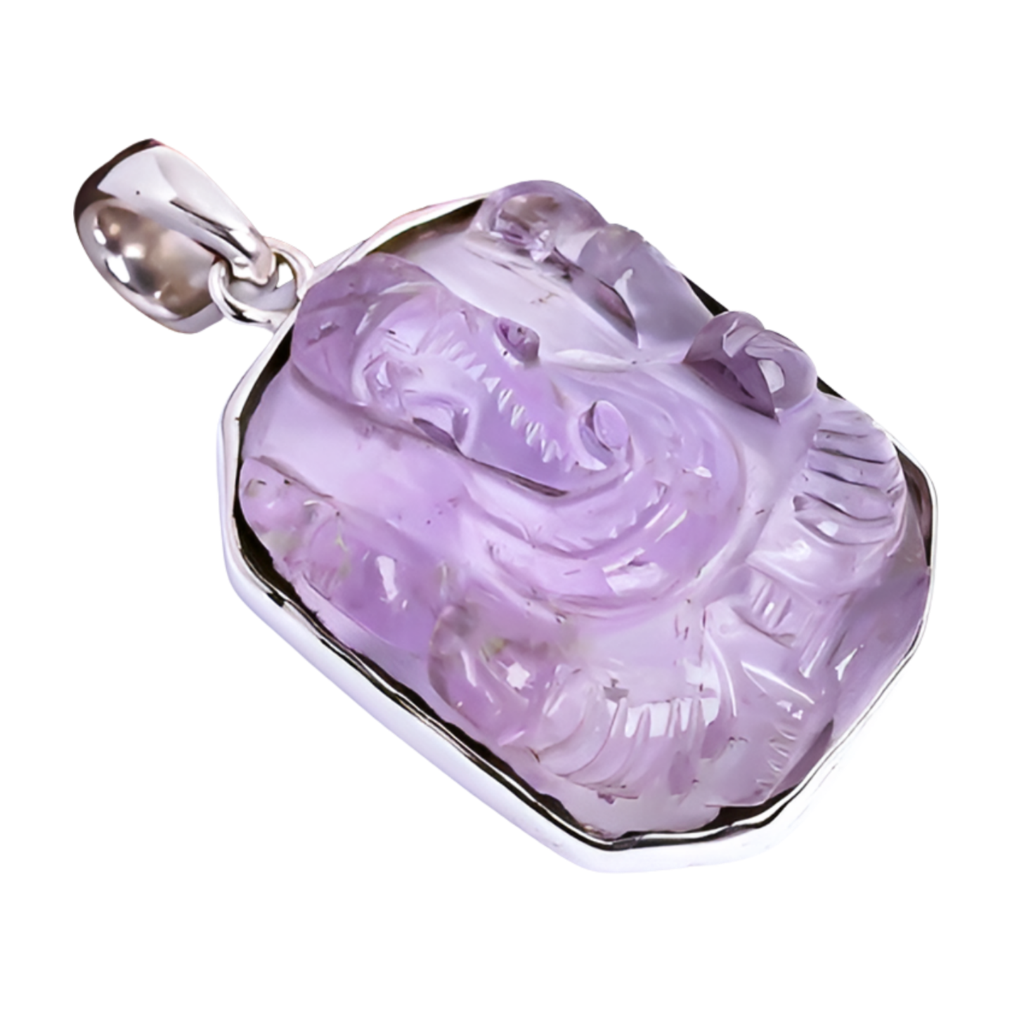 Lord Ganesha 925 Sterling Silver Amethyst Pendant