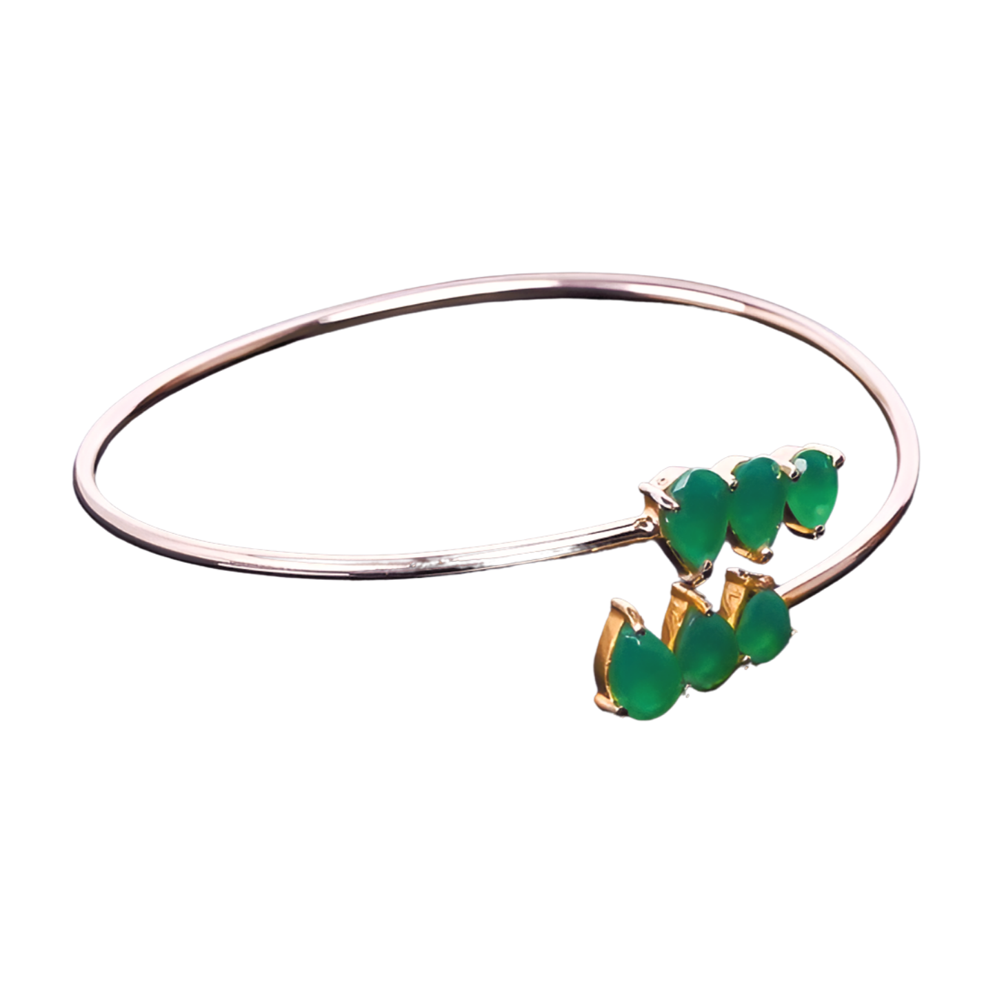 Green Onyx Adjustable 925 Sterling Silver Bangle