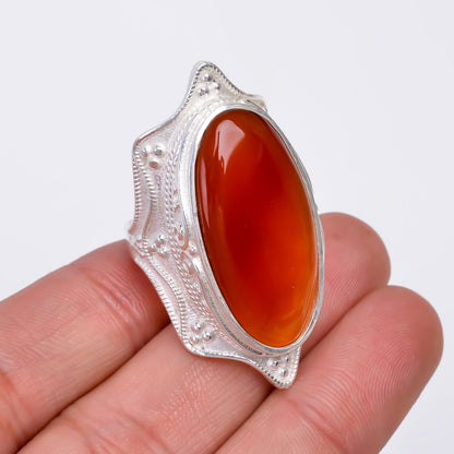 Natural Carnelian Handcrafted Signet Gemstone Ring