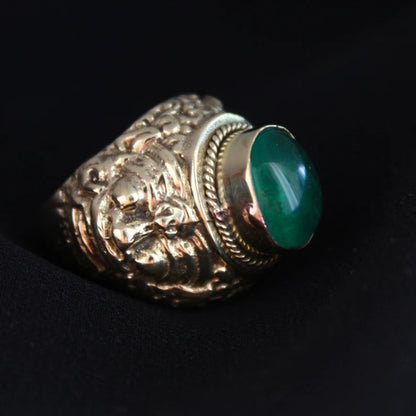 Oval Green Onyx Gemstone Stacking Ring