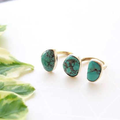 Raw Genuine Turquoise Handcrafted Statement Ring