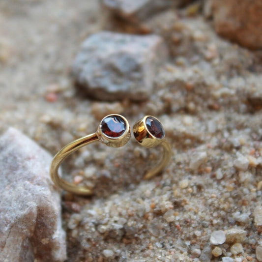 Natural Red Garnet Adjustable Birthstone Ring